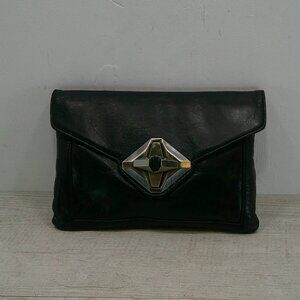 7 For All Mankind Y2k Vintage Black leather clutch Bag Pocket Book Purse